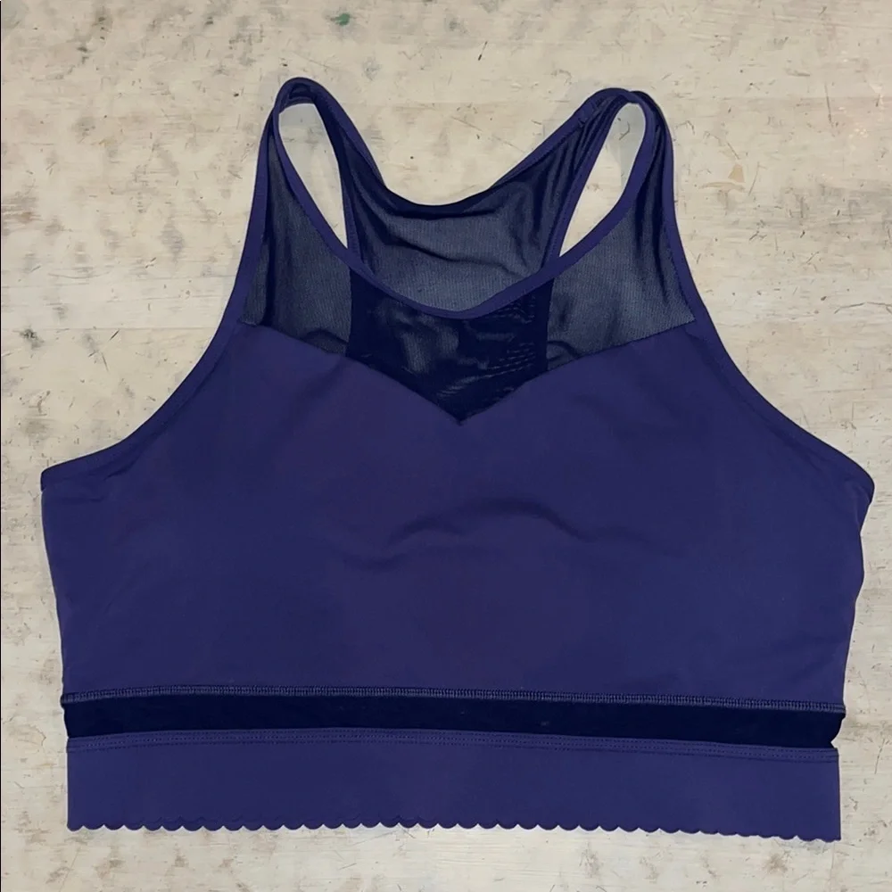 ZYIA Deep Purple Mesh High-Neck Sports Bra